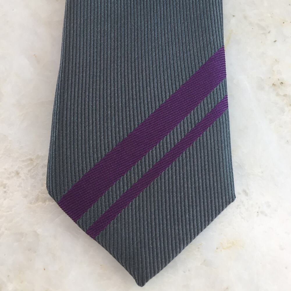 SOVEREIGN CODE  GRAY PURPLE REGIMENT STRIPE NECKTIE